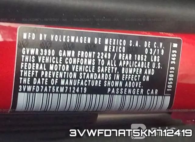 3VWFD7AT5KM712419 фото 10