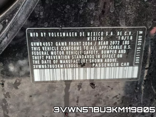 3VWN57BU3KM119805 фото 2