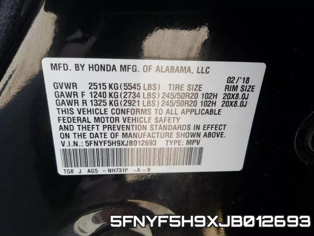 5FNYF5H9XJB012693 фото 2