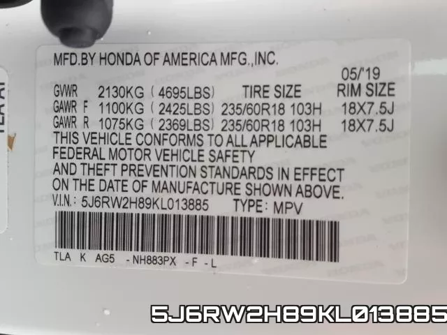 5J6RW2H89KL013885 фото 2