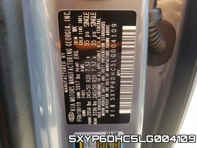 5XYP6DHC5LG004109 фото 2