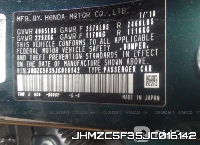 JHMZC5F35JC016142 фото 10