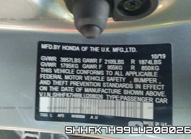 SHHFK7H99LU208026 фото 10