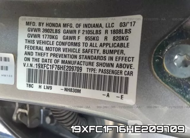19XFC1F76HE209709 фото 10