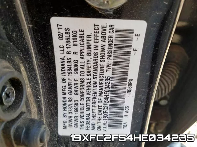 19XFC2F54HE034235 фото 2