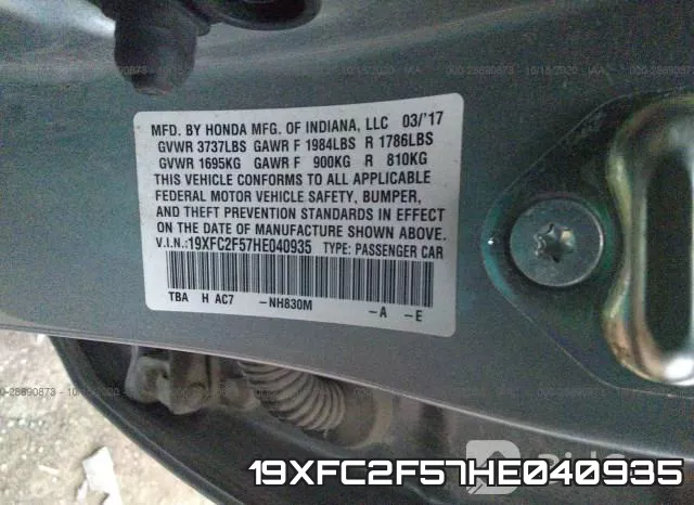 19XFC2F57HE040935 фото 9