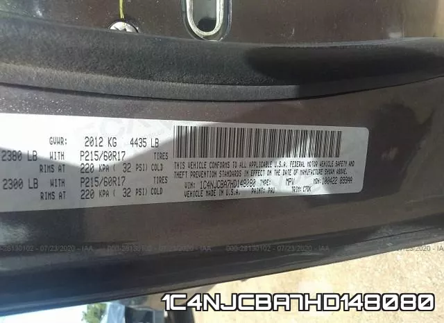 1C4NJCBA7HD148080 фото 10