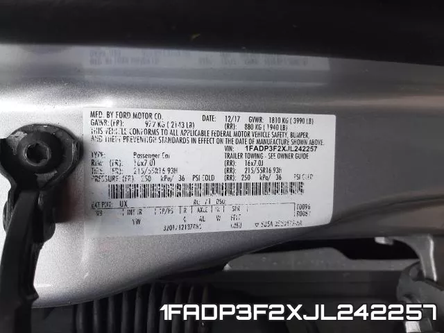 1FADP3F2XJL242257 фото 2