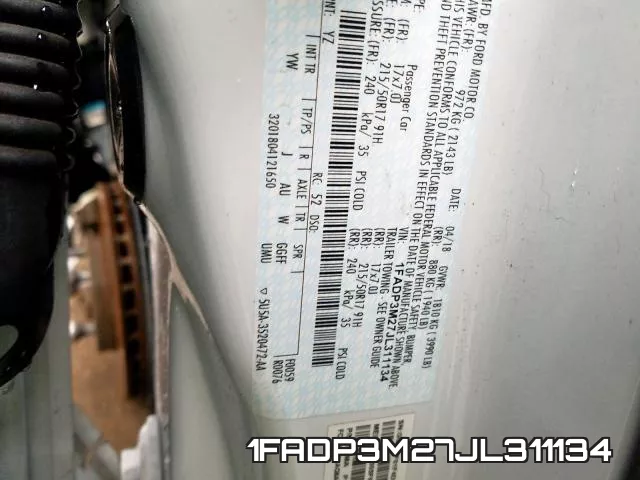 1FADP3M27JL311134 фото 2