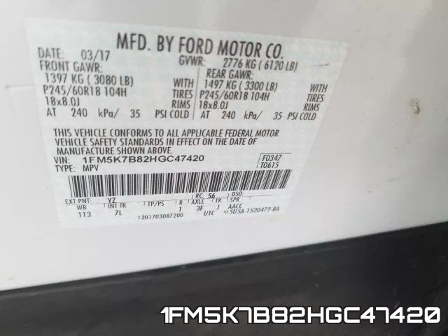1FM5K7B82HGC47420 фото 2