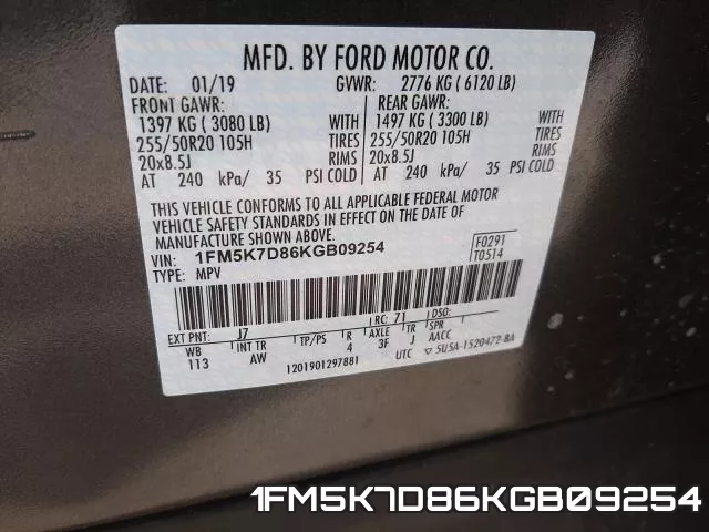 1FM5K7D86KGB09254 фото 2
