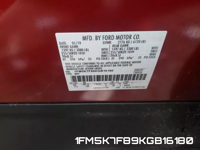 1FM5K7F89KGB16180 фото 2