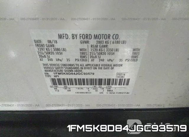1FM5K8D84JGC93579 фото 10