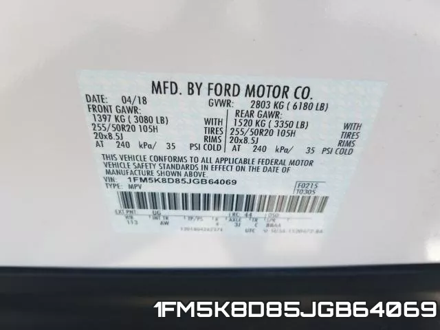 1FM5K8D85JGB64069 фото 2