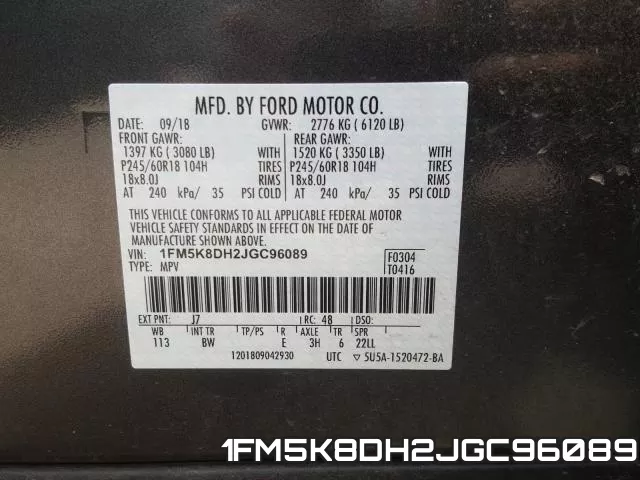 1FM5K8DH2JGC96089 фото 2