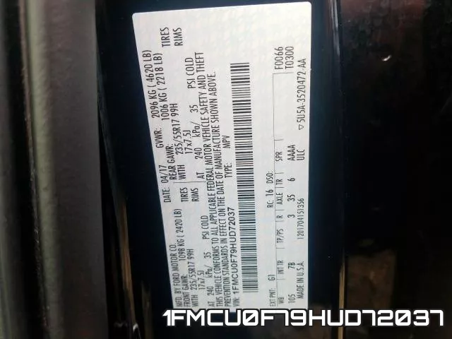 1FMCU0F79HUD72037 фото 2