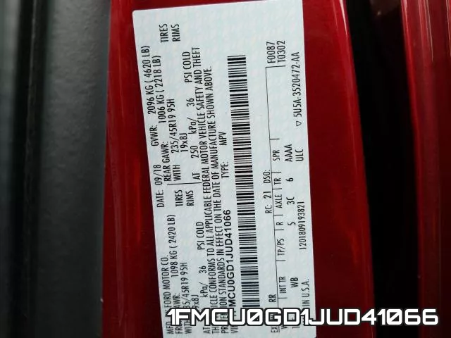 1FMCU0GD1JUD41066 фото 2