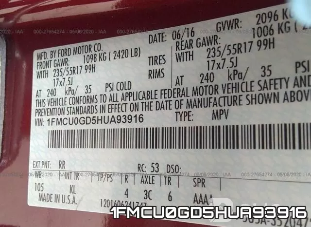 1FMCU0GD5HUA93916 фото 10