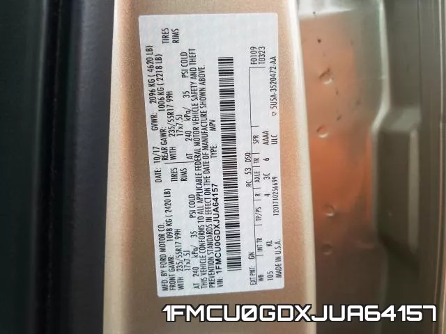 1FMCU0GDXJUA64157 фото 2