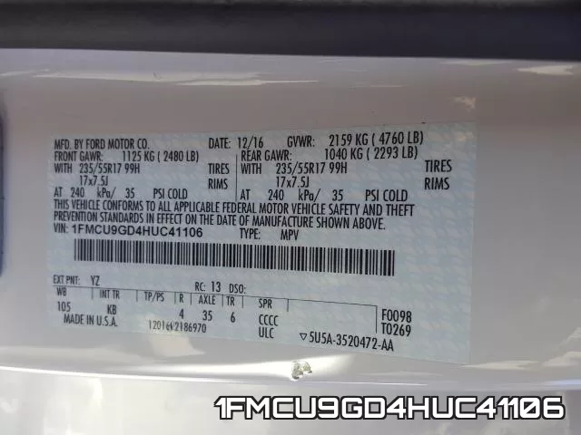 1FMCU9GD4HUC41106 фото 2