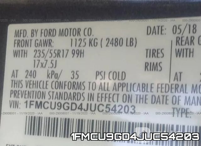 1FMCU9GD4JUC54203 фото 10