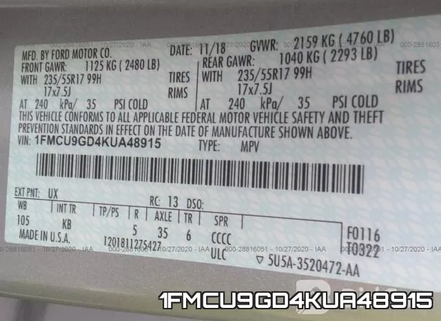1FMCU9GD4KUA48915 фото 10