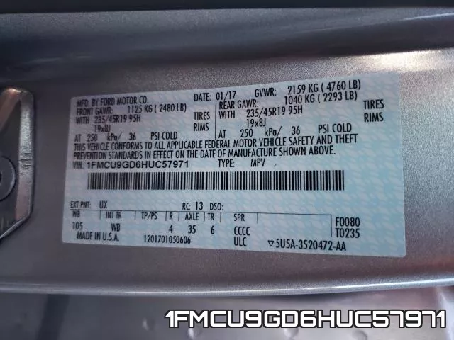 1FMCU9GD6HUC57971 фото 2