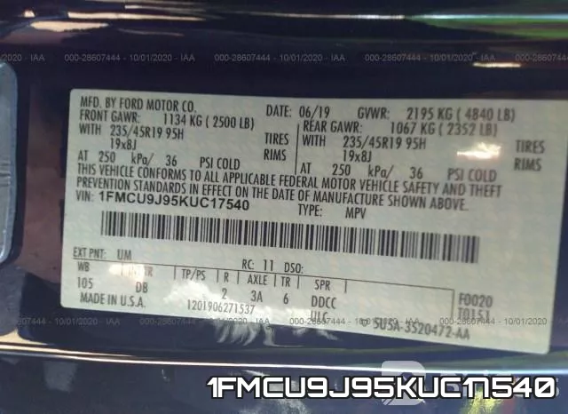 1FMCU9J95KUC17540 фото 9
