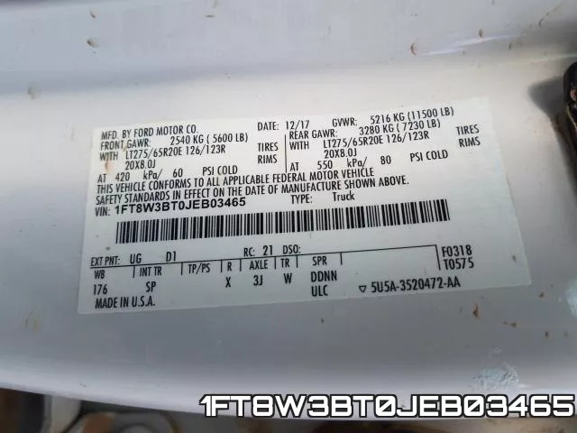 1FT8W3BT0JEB03465 фото 2