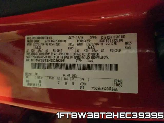 1FT8W3BT2HEC39395 фото 2