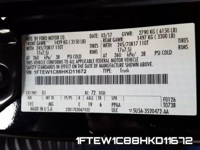 1FTEW1C88HKD11672 фото 2