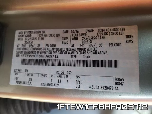 1FTEW1CF8HFA09712 фото 2