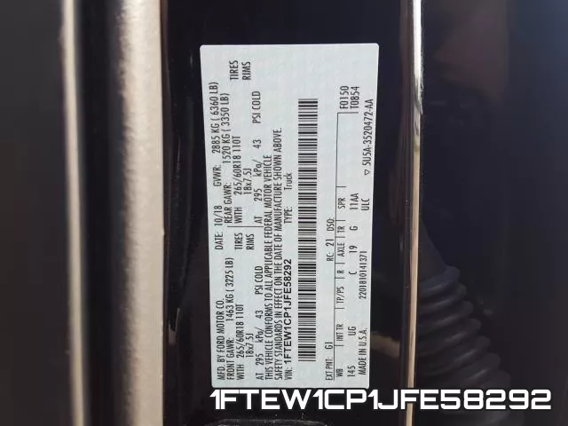 1FTEW1CP1JFE58292 фото 2