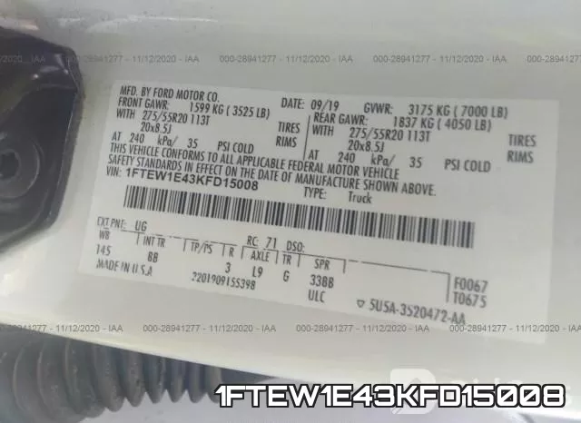 1FTEW1E43KFD15008 фото 10