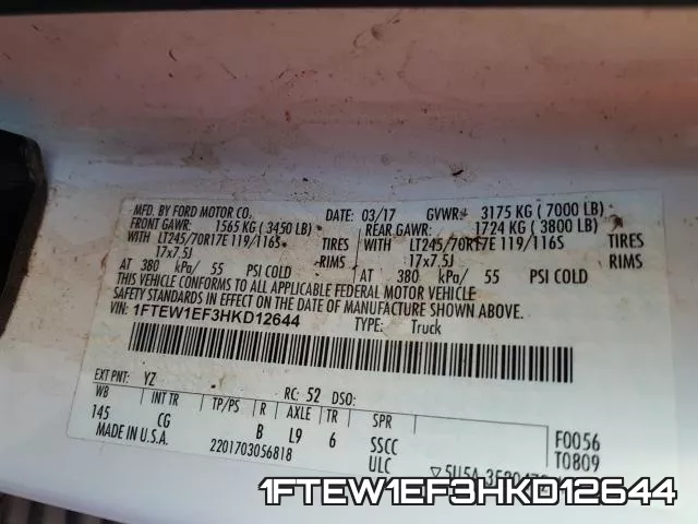 1FTEW1EF3HKD12644 фото 2