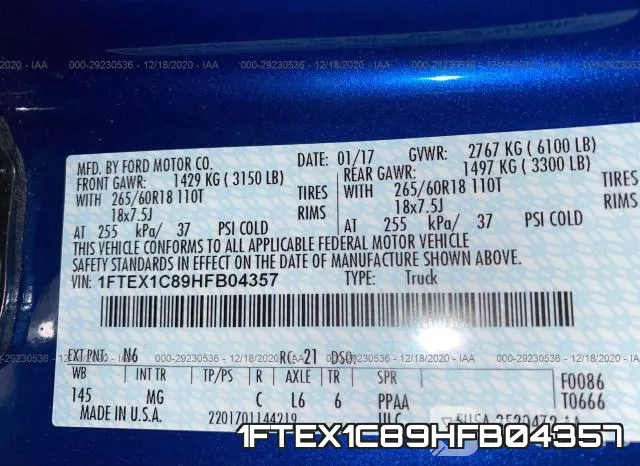 1FTEX1C89HFB04357 фото 10