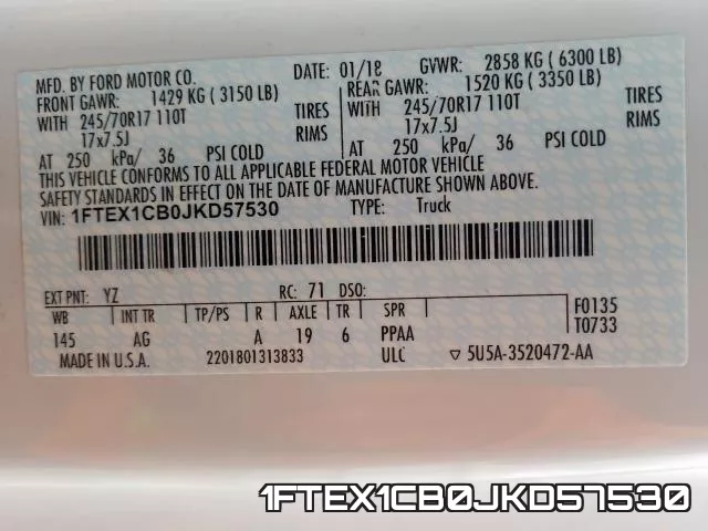 1FTEX1CB0JKD57530 фото 2
