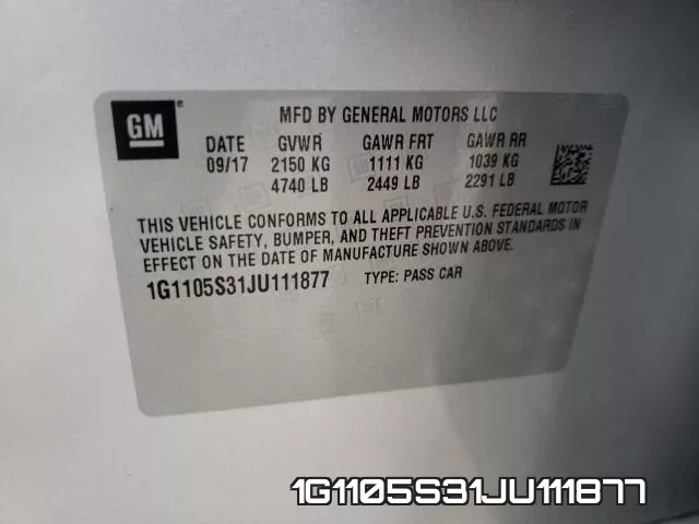 1G1105S31JU111877 фото 2