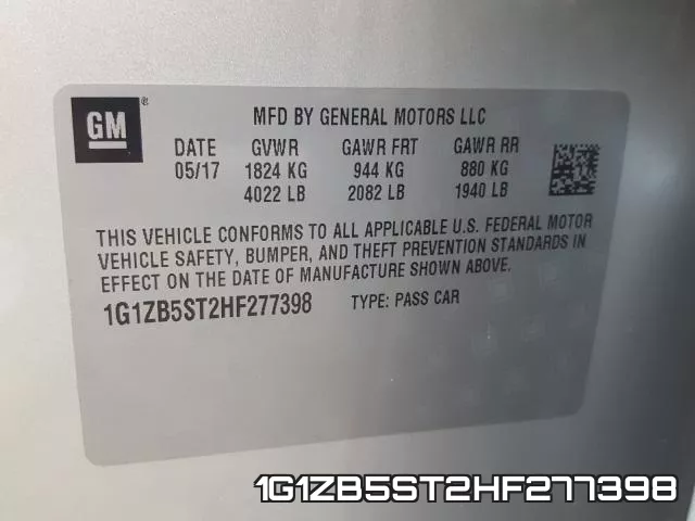 1G1ZB5ST2HF277398 фото 2