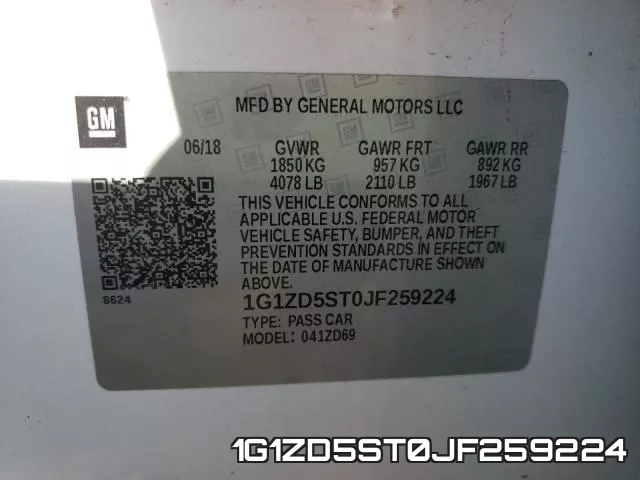 1G1ZD5ST0JF259224 фото 2