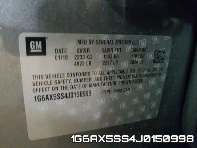 1G6AX5SS4J0150998 фото 2