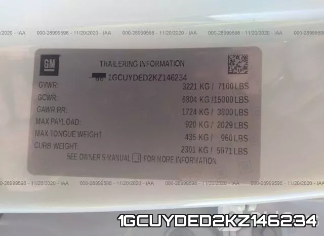 1GCUYDED2KZ146234 фото 10