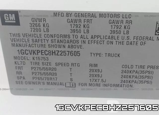 1GCVKPEC8HZ257605 фото 10