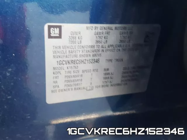 1GCVKREC6HZ152346 фото 2