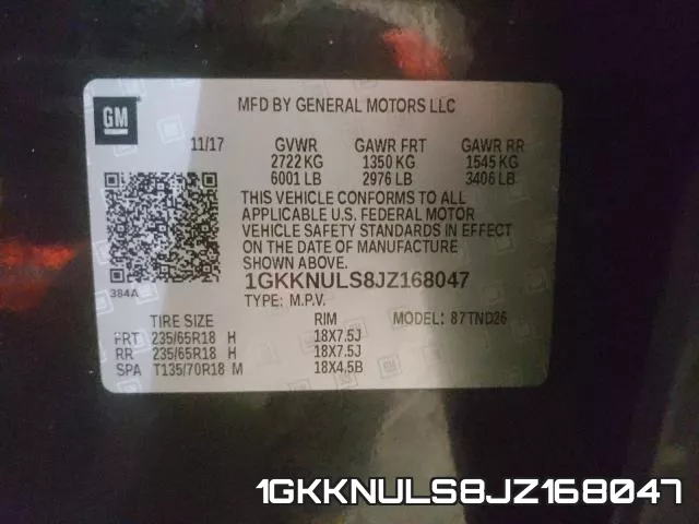 1GKKNULS8JZ168047 фото 2
