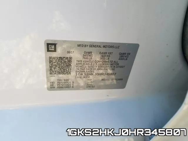 1GKS2HKJ0HR345807 фото 2