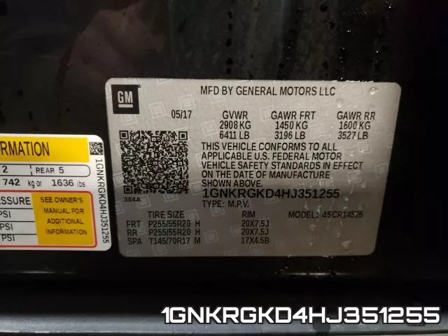 1GNKRGKD4HJ351255 фото 2