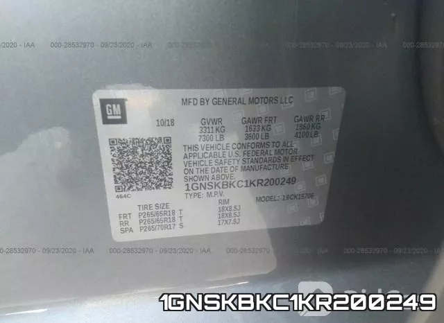 1GNSKBKC1KR200249 фото 10