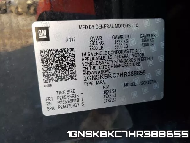 1GNSKBKC7HR388655 фото 2