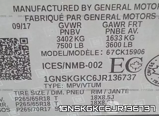 1GNSKGKC6JR136737 фото 8